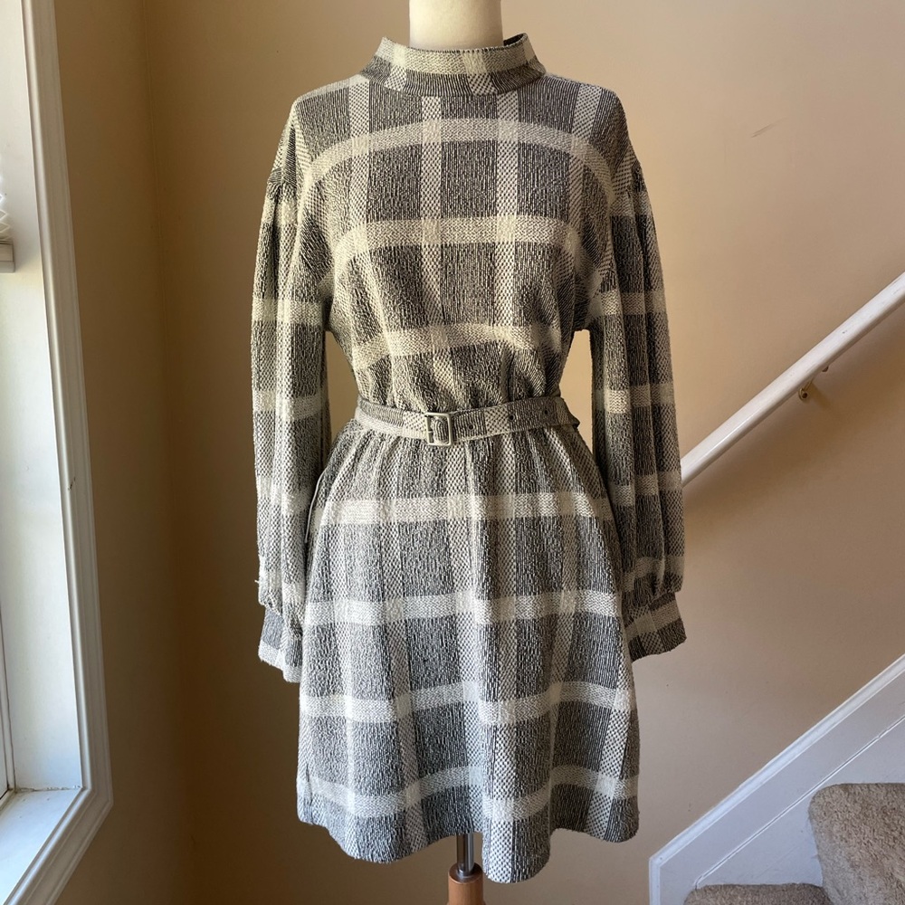 Mod inspired Grey Plaid Dress